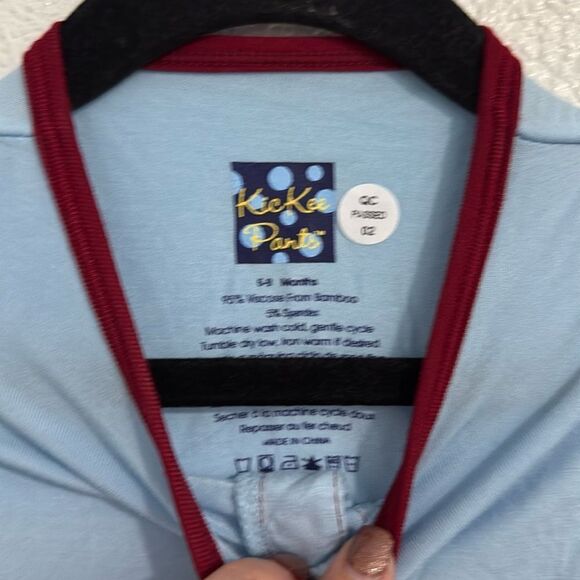 NWT- Kickee pants-bamboo soft blue and red sweet heart one-piece-Size 6-9months - Picture 7 of 7